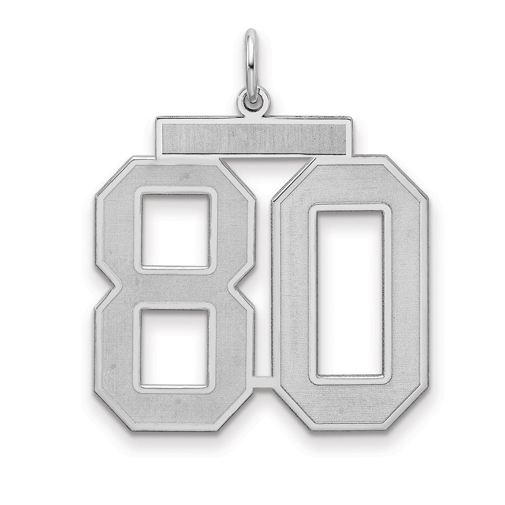 Sterling Silver/Rhodium-plated Satin Number 80 Charm