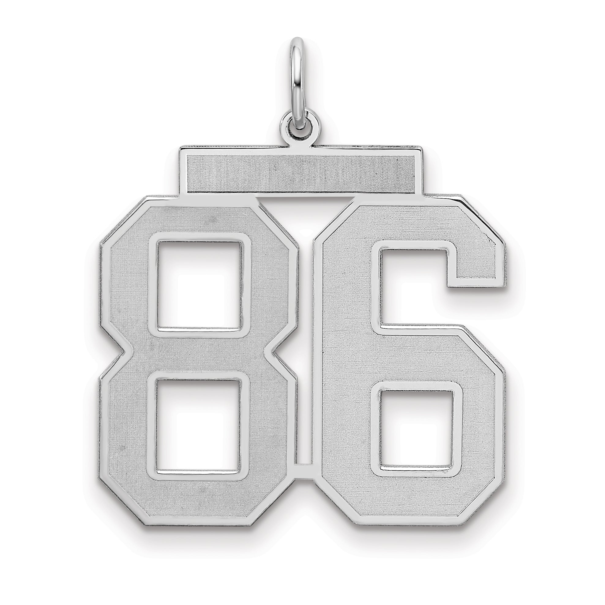 Sterling Silver/Rhodium-plated Satin Number 86 Charm