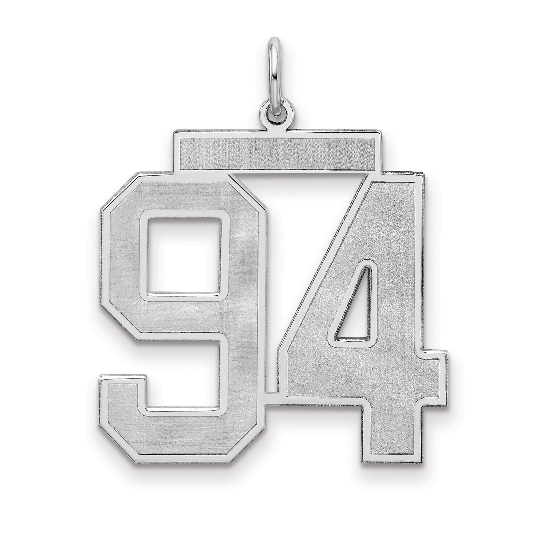 Sterling Silver/Rhodium-plated Satin Number 94 Charm