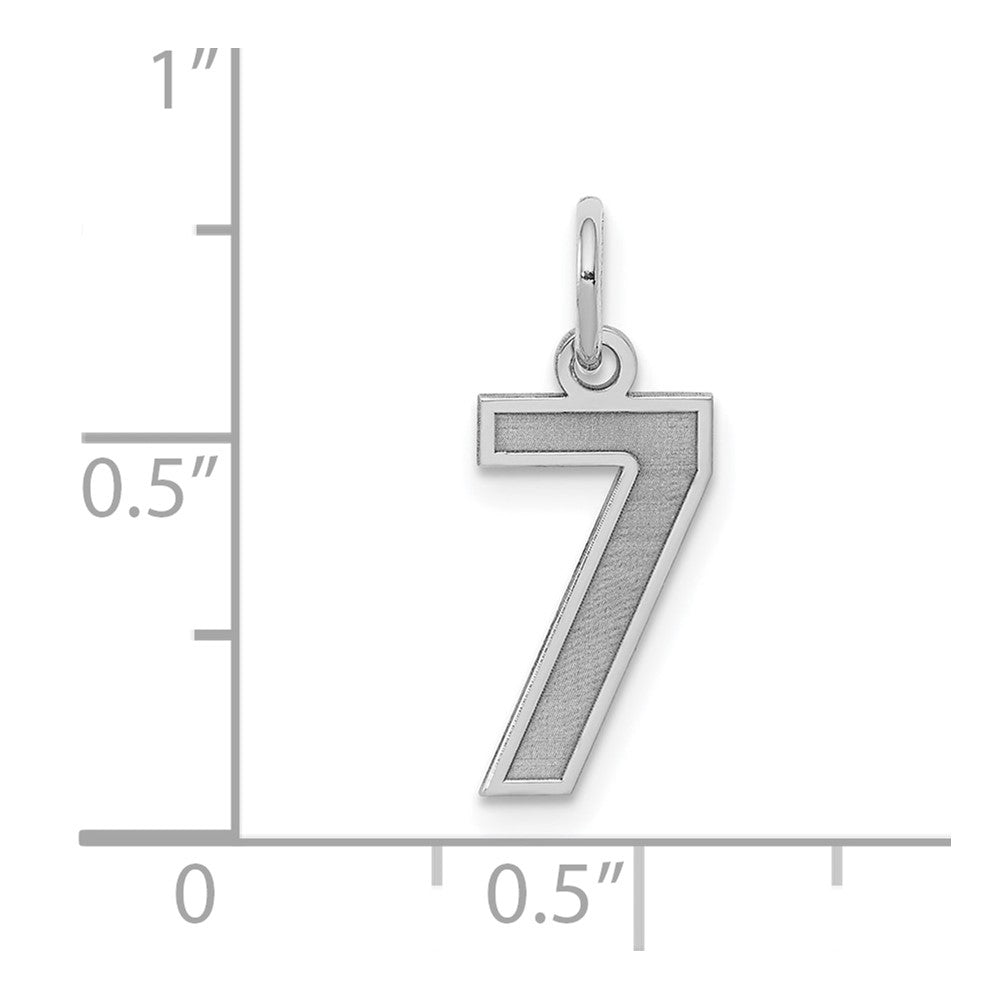 Sterling Silver/Rhodium-plated Satin Number 7 Charm