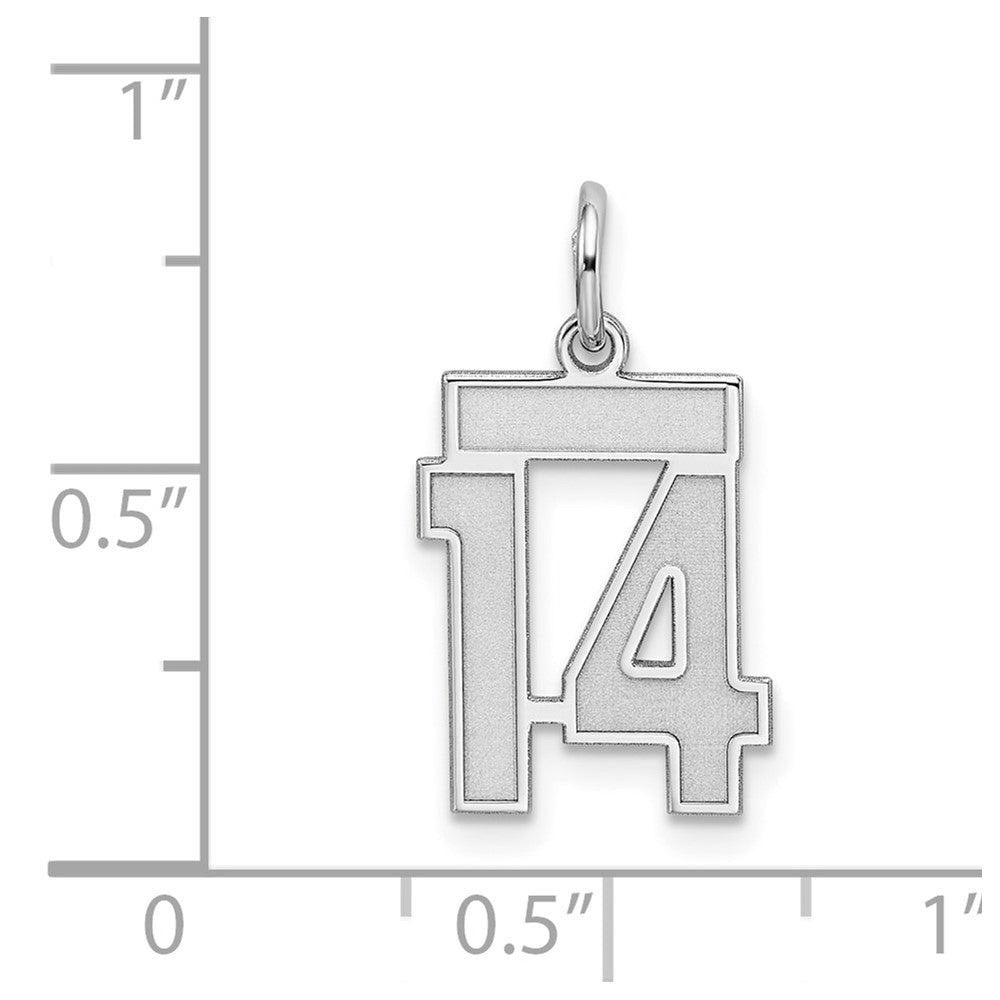 Sterling Silver/Rhodium-plated Satin Number 14 Charm