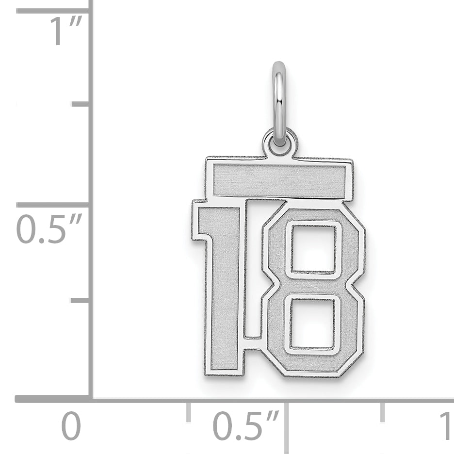 Sterling Silver/Rhodium-plated Satin Number 18 Charm