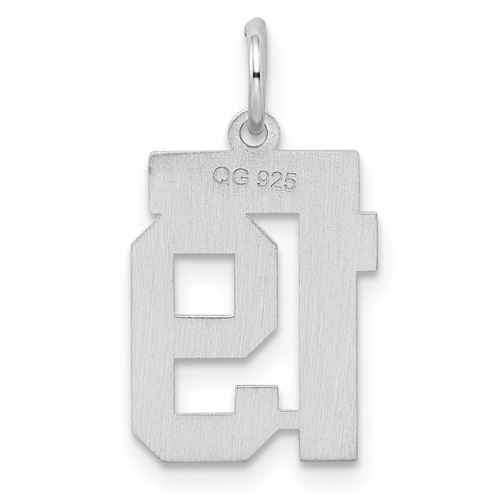 Sterling Silver/Rhodium-plated Satin Number 19 Charm