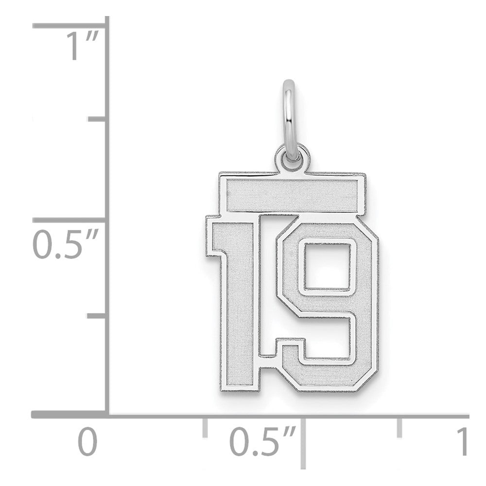 Sterling Silver/Rhodium-plated Satin Number 19 Charm