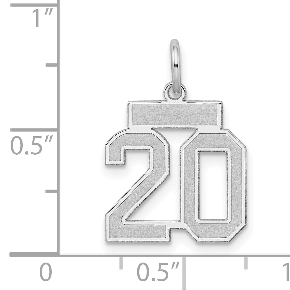 Sterling Silver/Rhodium-plated Satin Number 20 Charm