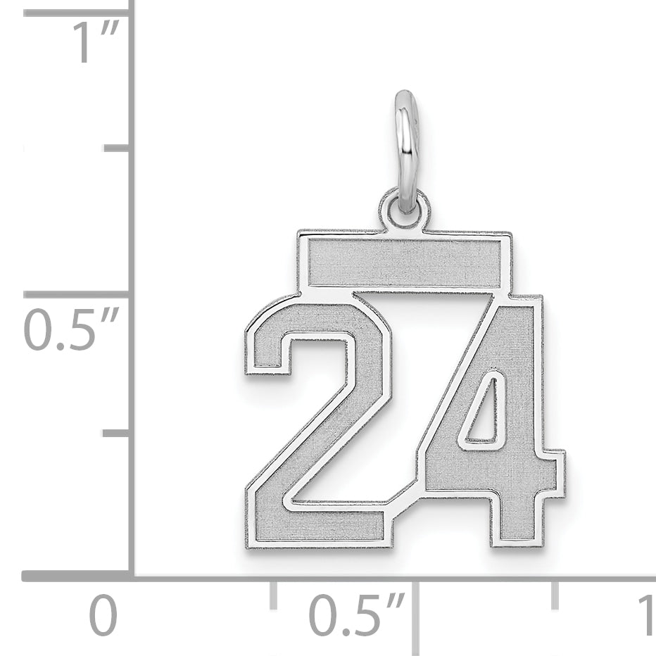 Sterling Silver/Rhodium-plated Satin Number 24 Charm