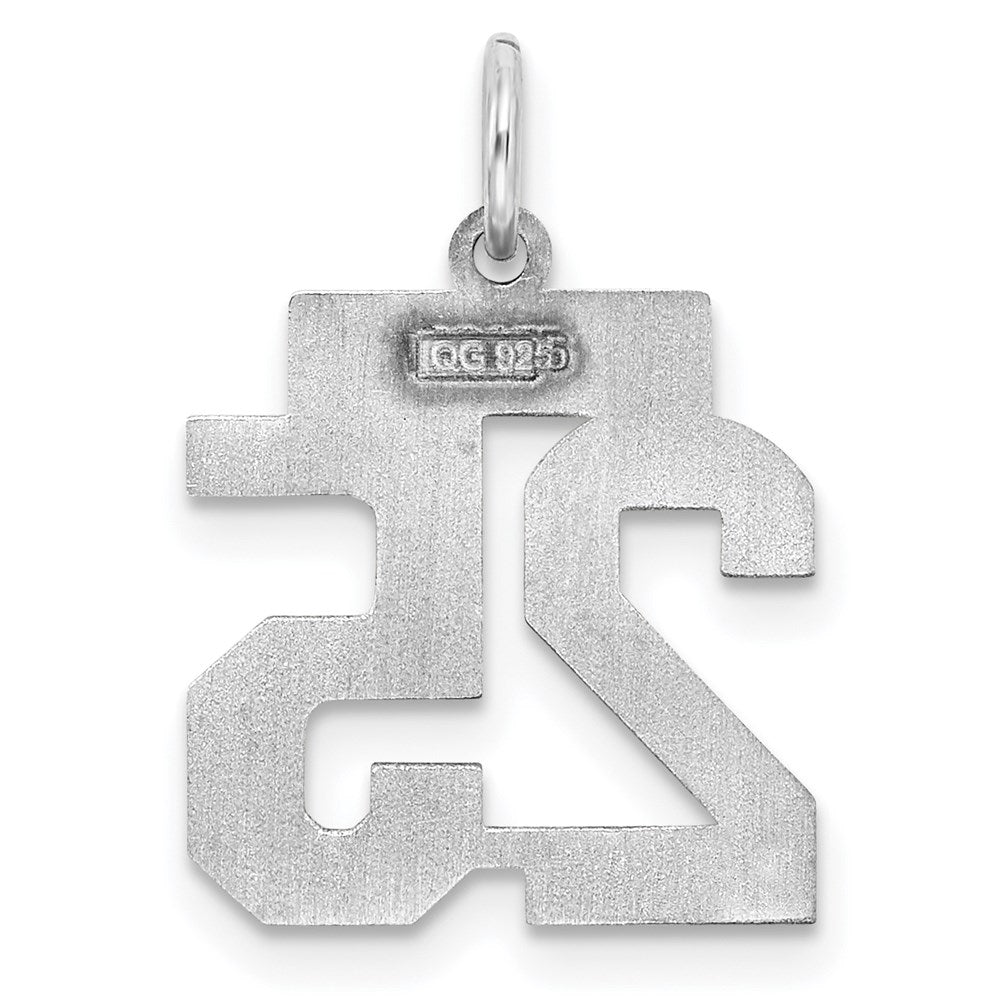 Sterling Silver/Rhodium-plated Satin Number 25 Charm
