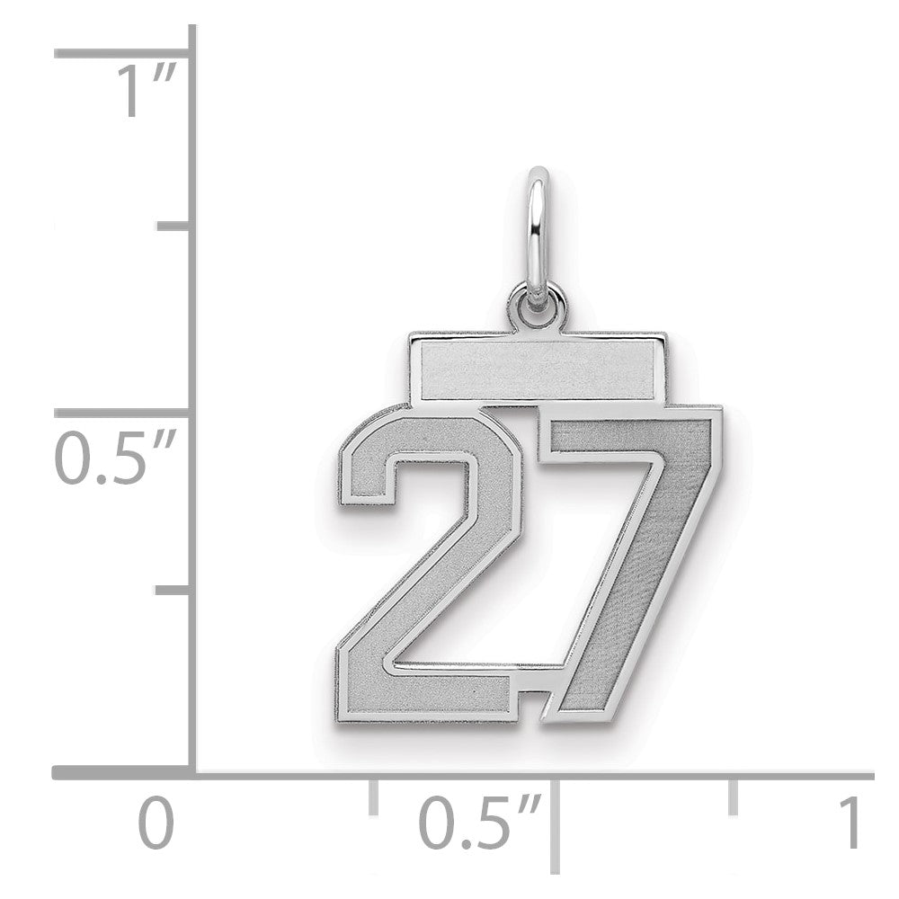 Sterling Silver/Rhodium-plated Satin Number 27 Charm