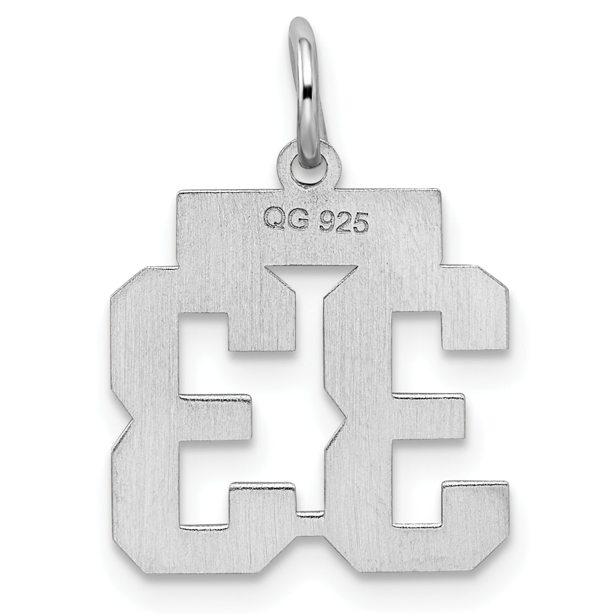 Sterling Silver/Rhodium-plated Satin Number 33 Charm