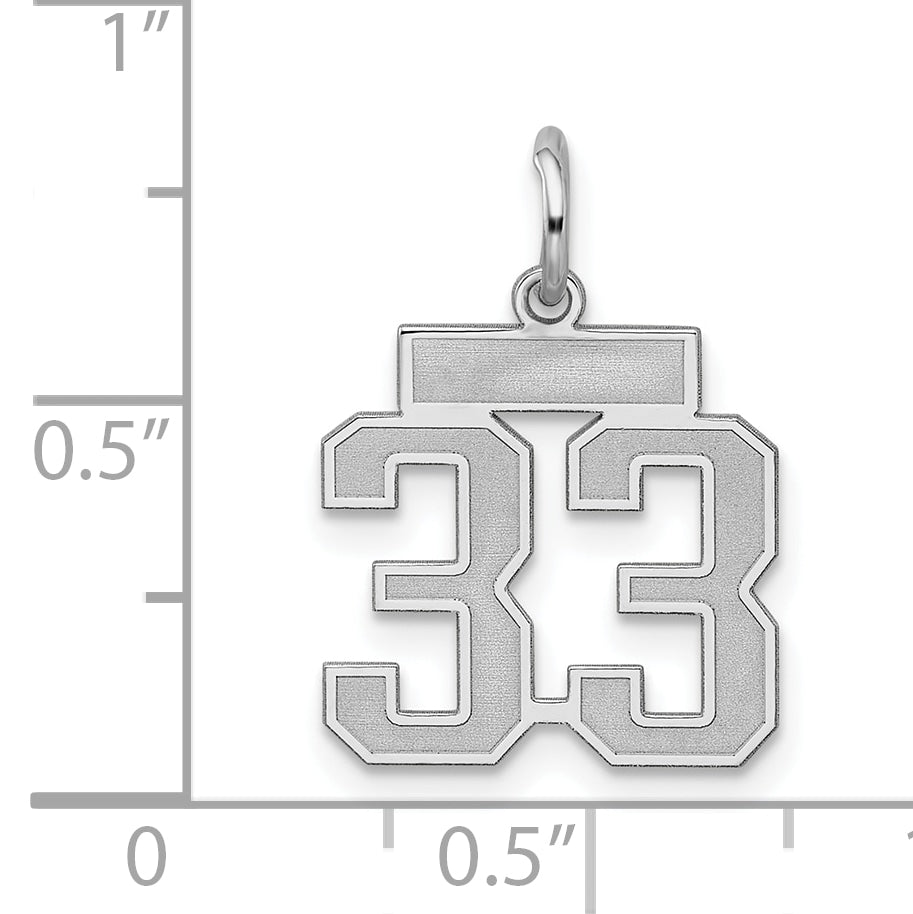 Sterling Silver/Rhodium-plated Satin Number 33 Charm