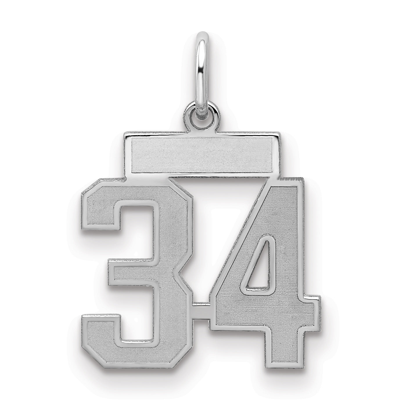 Sterling Silver/Rhodium-plated Satin Number 34 Charm