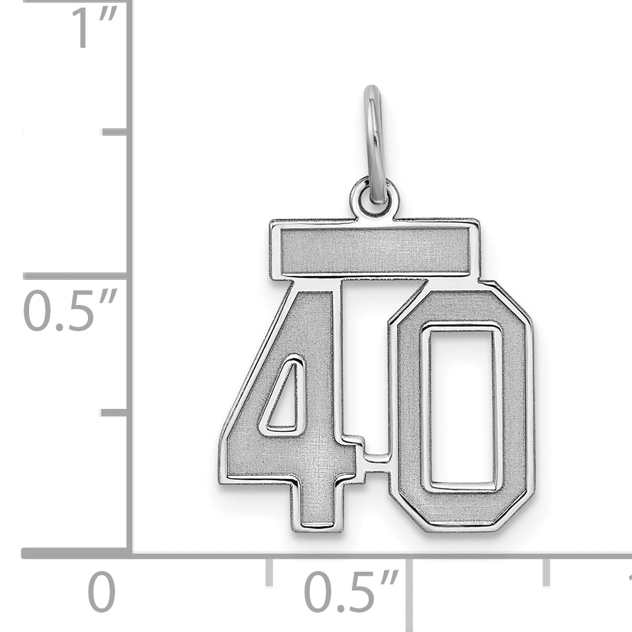 Sterling Silver/Rhodium-plated Satin Number 40 Charm