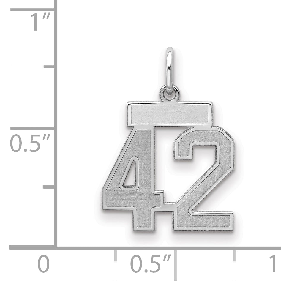 Sterling Silver/Rhodium-plated Satin Number 42 Charm