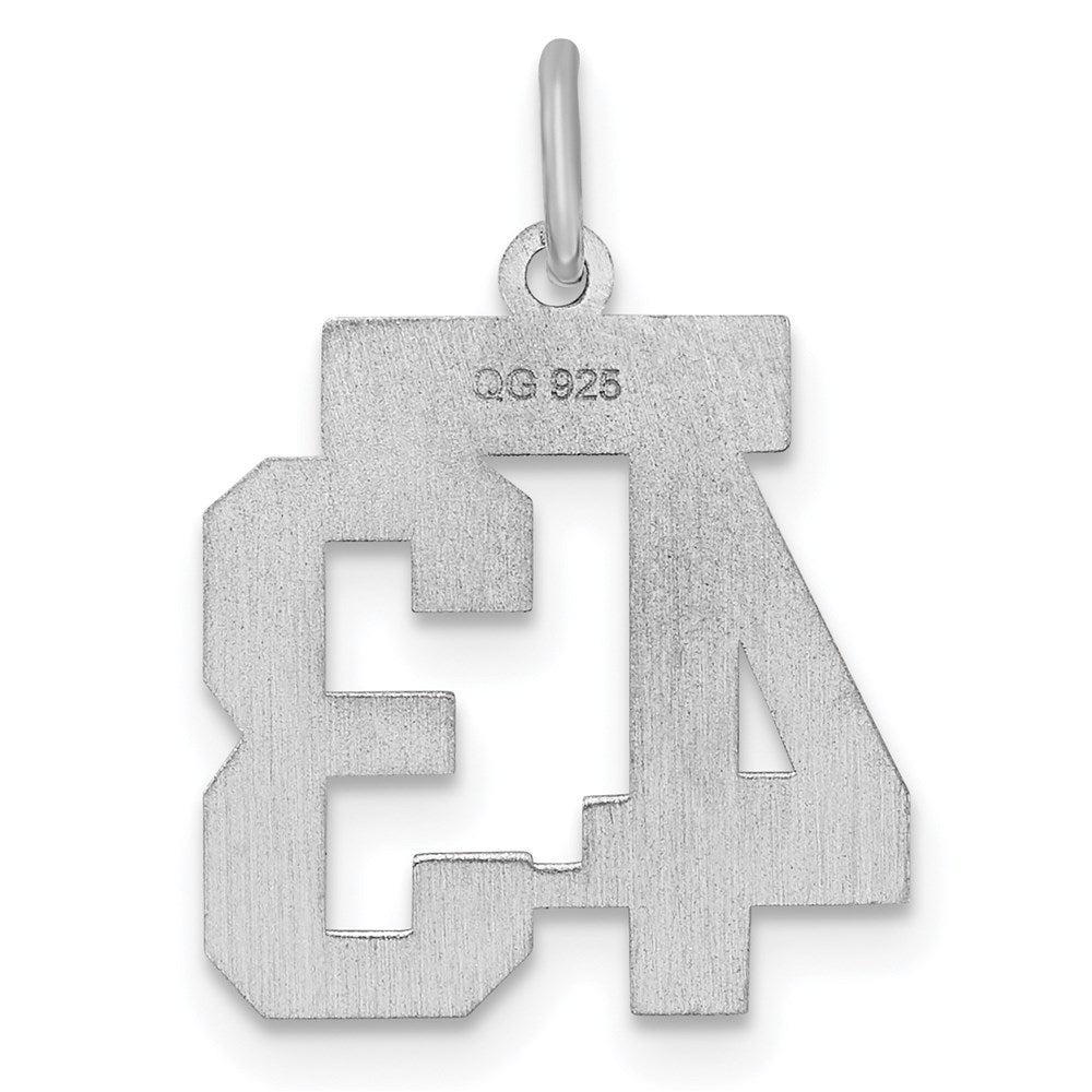 Sterling Silver/Rhodium-plated Satin Number 43 Charm