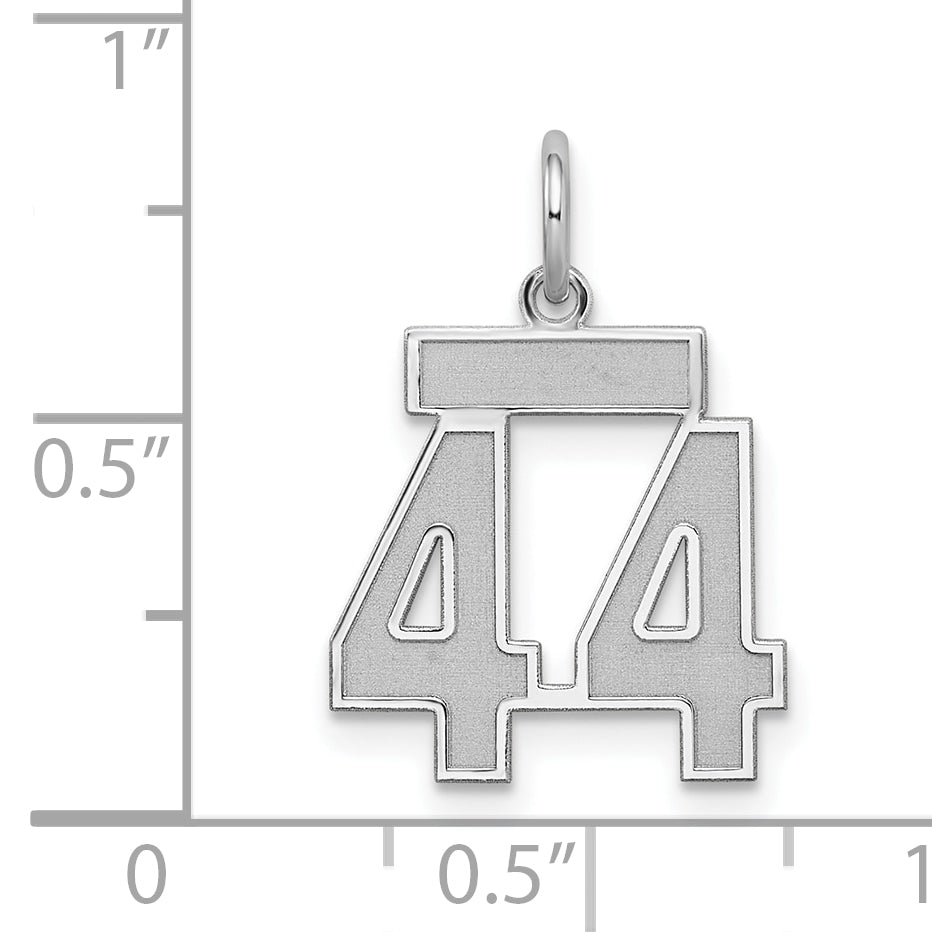 Sterling Silver/Rhodium-plated Satin Number 44 Charm