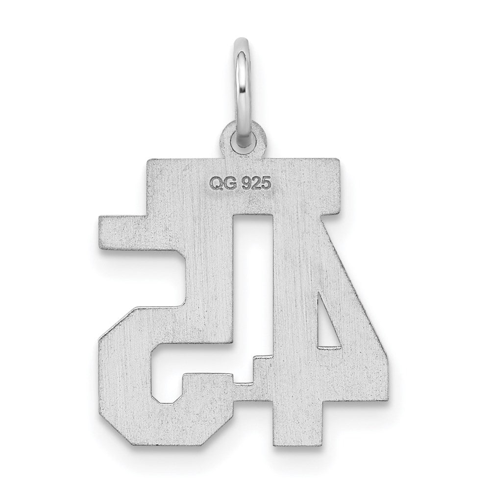 Sterling Silver/Rhodium-plated Satin Number 45 Charm