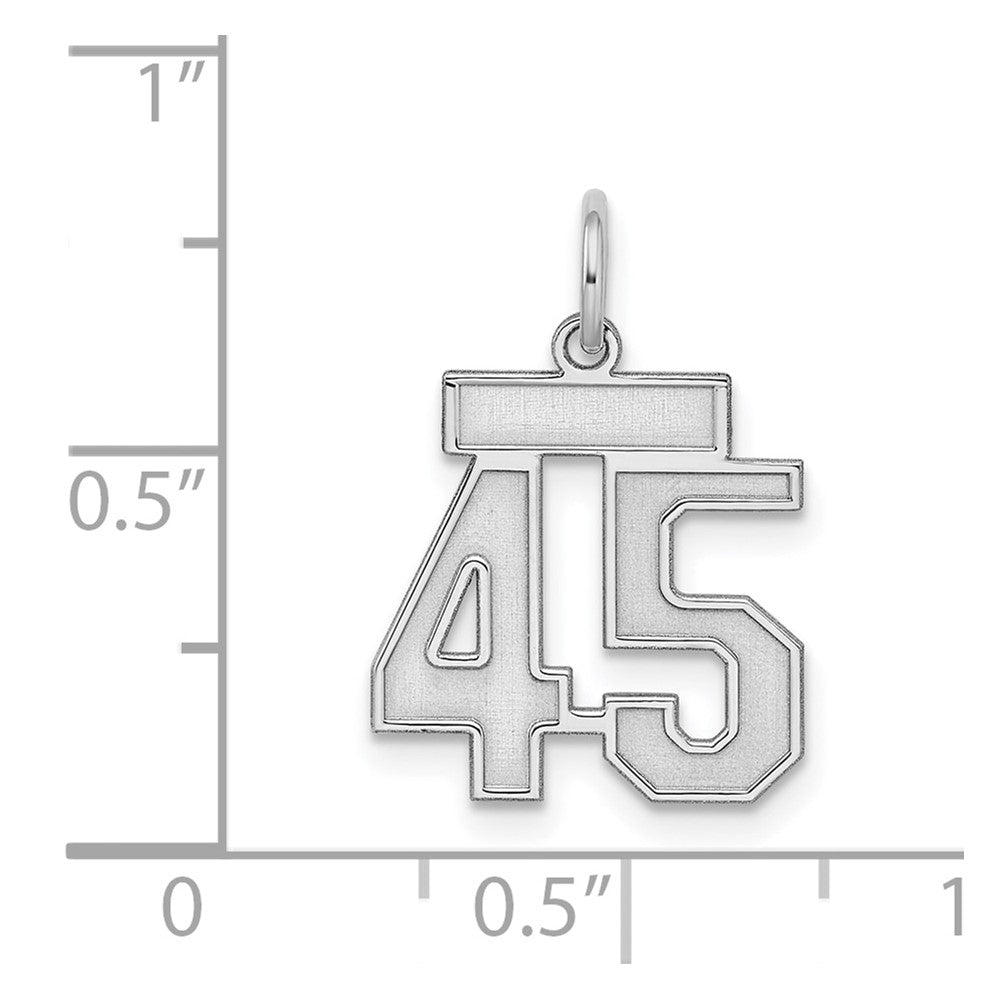 Sterling Silver/Rhodium-plated Satin Number 45 Charm