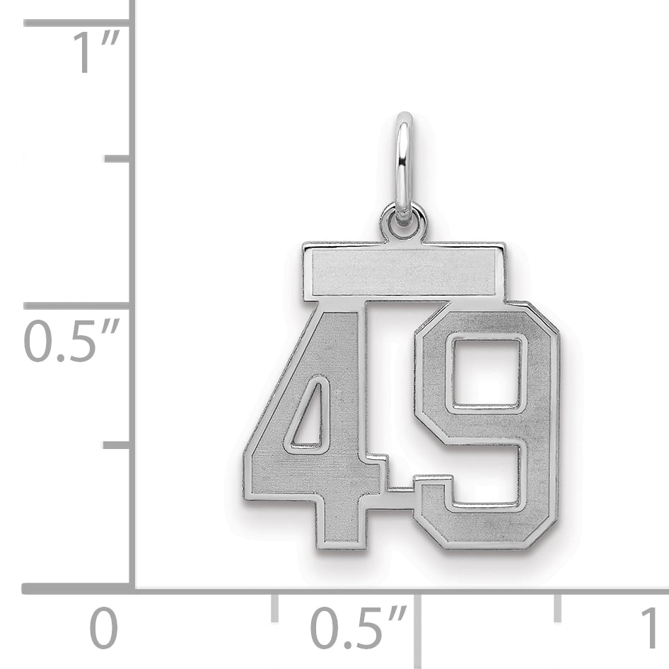 Sterling Silver/Rhodium-plated Satin Number 49 Charm