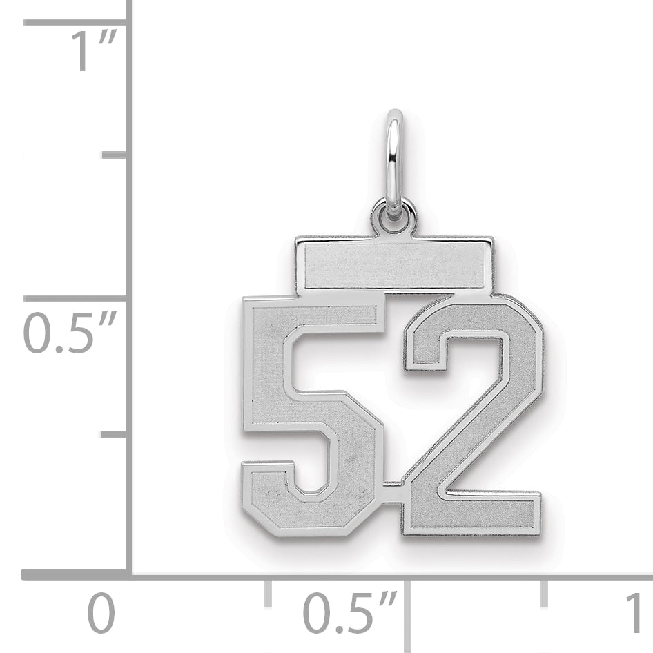 Sterling Silver/Rhodium-plated Satin Number 52 Charm