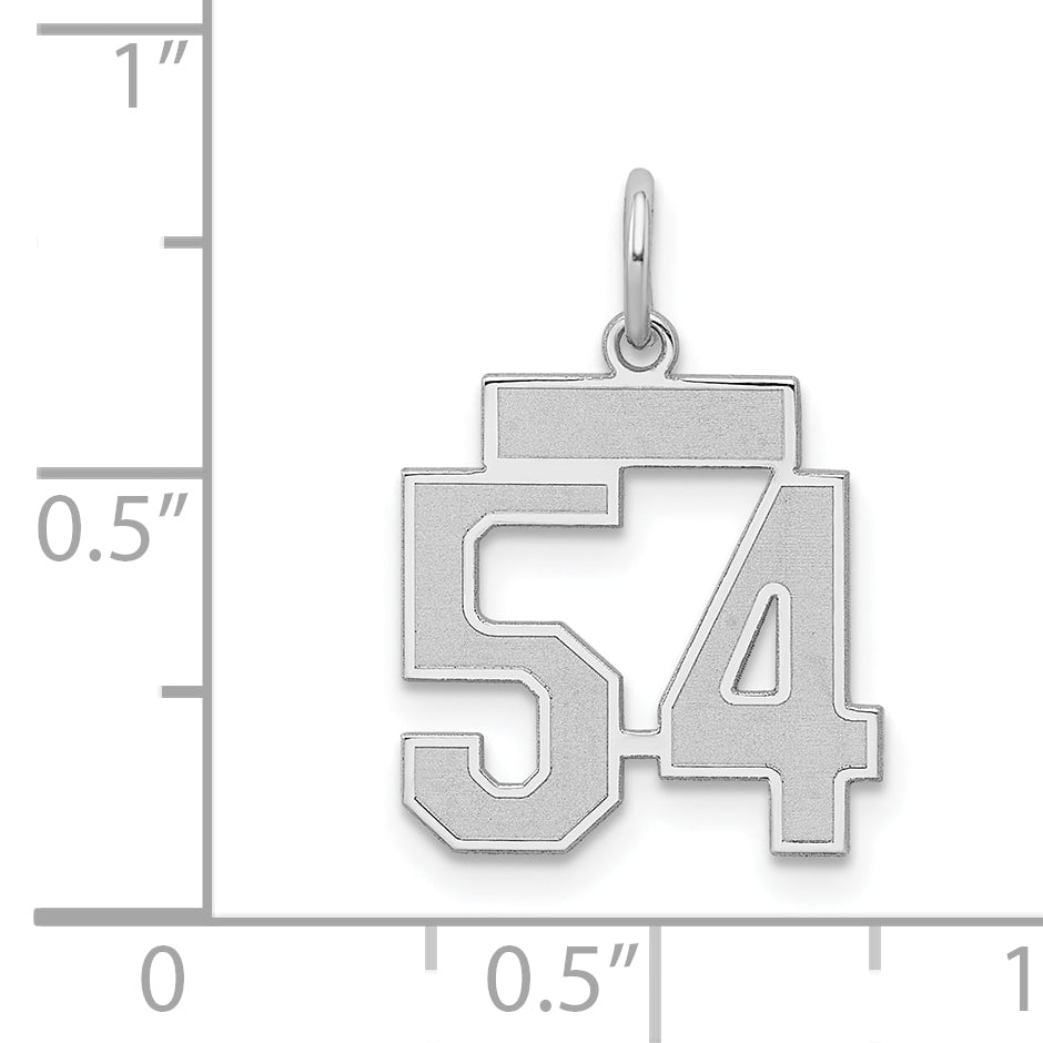 Sterling Silver/Rhodium-plated Satin Number 54 Charm