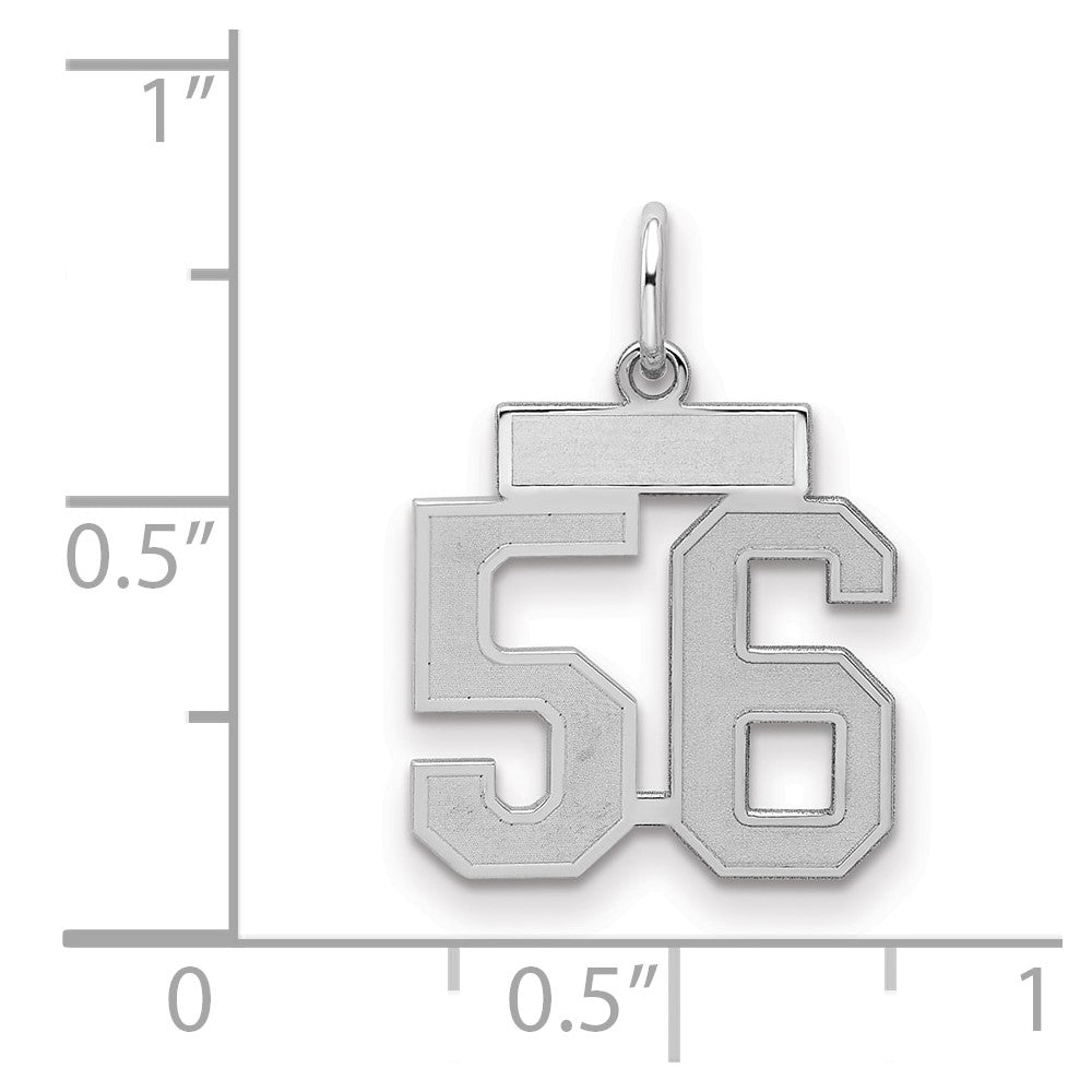 Sterling Silver/Rhodium-plated Satin Number 56 Charm