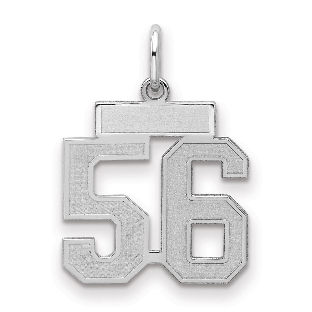 Sterling Silver/Rhodium-plated Satin Number 56 Charm