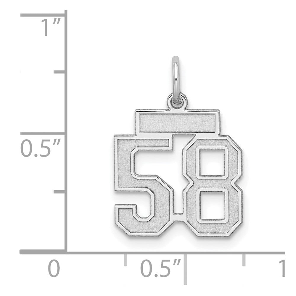 Sterling Silver/Rhodium-plated Satin Number 58 Charm