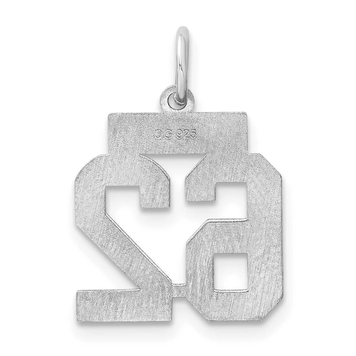 Sterling Silver/Rhodium-plated Satin Number 62 Charm