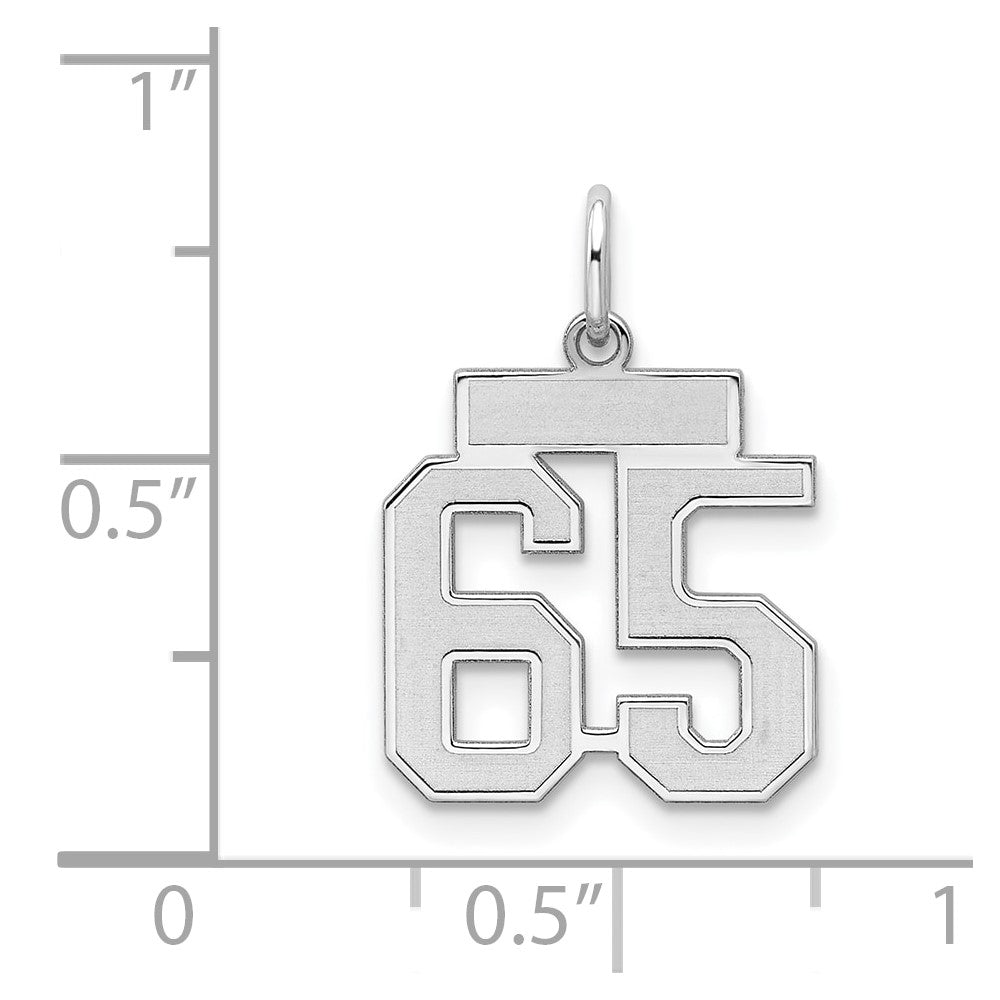 Sterling Silver/Rhodium-plated Satin Number 65 Charm