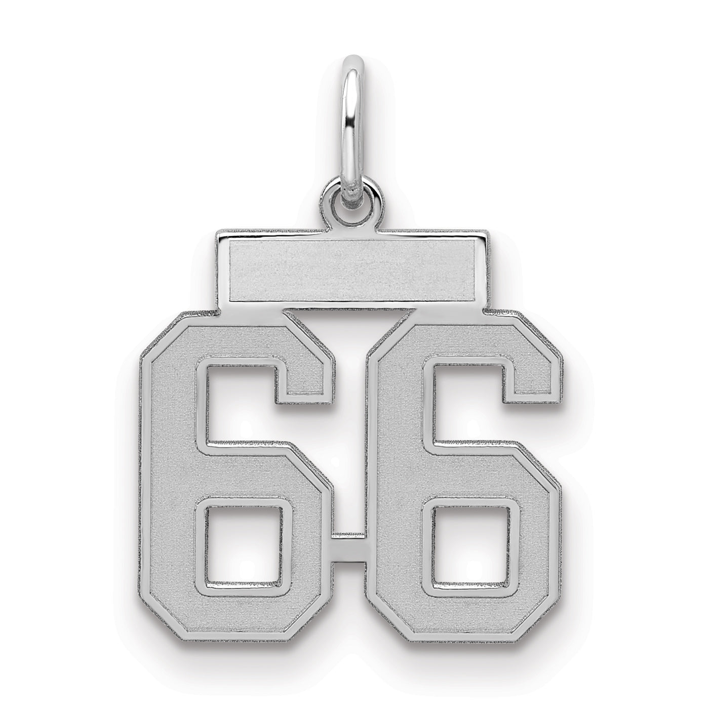 Sterling Silver/Rhodium-plated Satin Number 66 Charm
