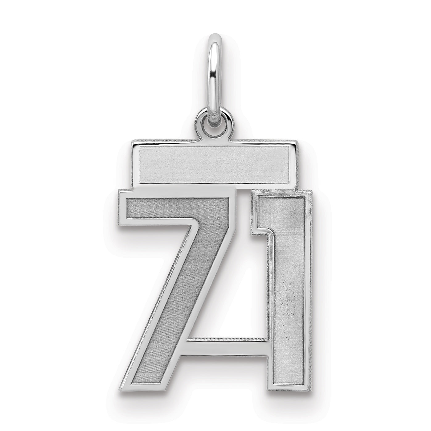 Sterling Silver/Rhodium-plated Satin Number 71 Charm