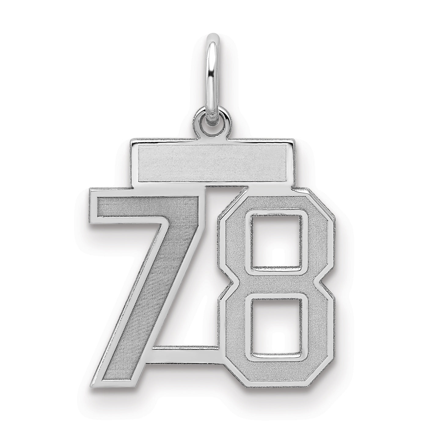 Sterling Silver/Rhodium-plated Satin Number 78 Charm
