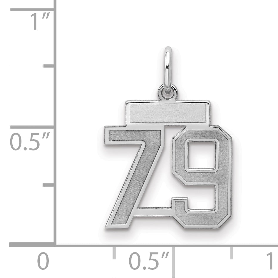 Sterling Silver/Rhodium-plated Satin Number 79 Charm