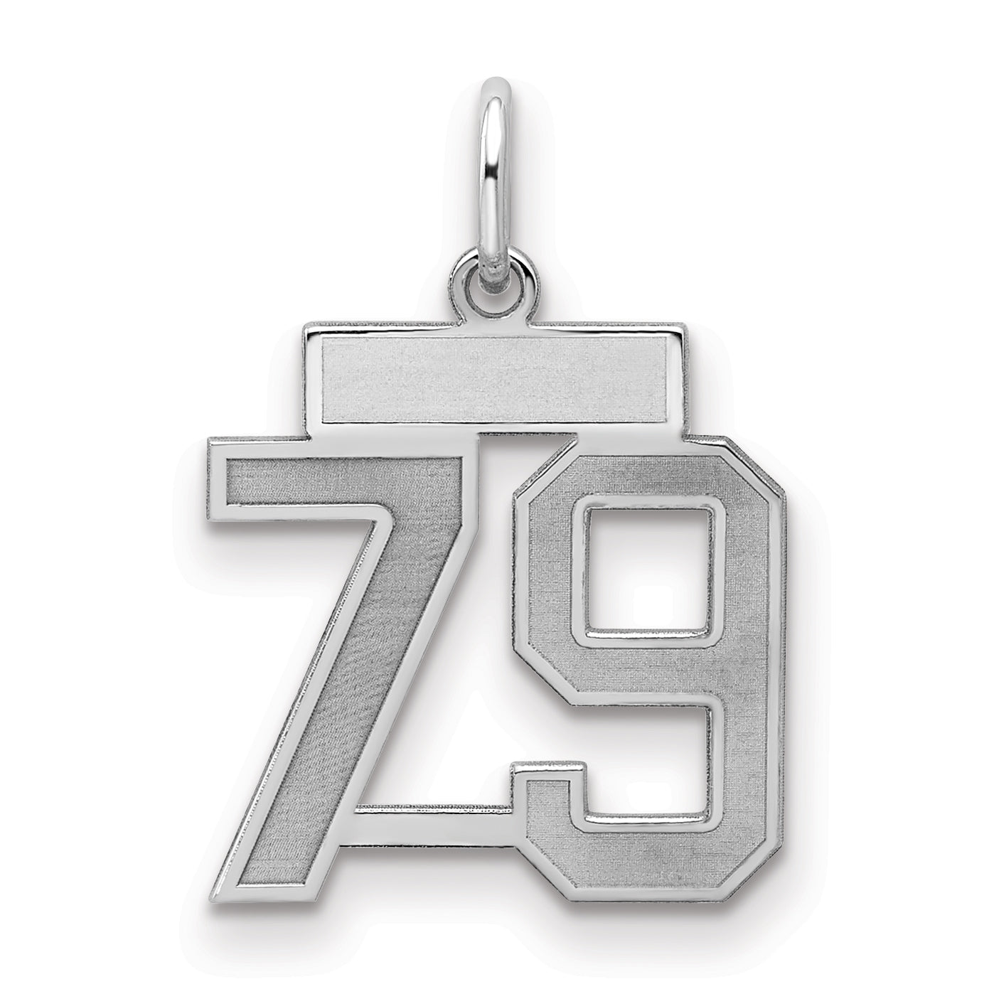 Sterling Silver/Rhodium-plated Satin Number 79 Charm