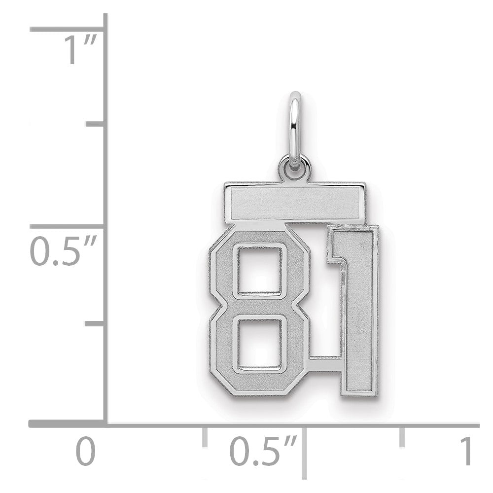 Sterling Silver/Rhodium-plated Satin Number 81 Charm