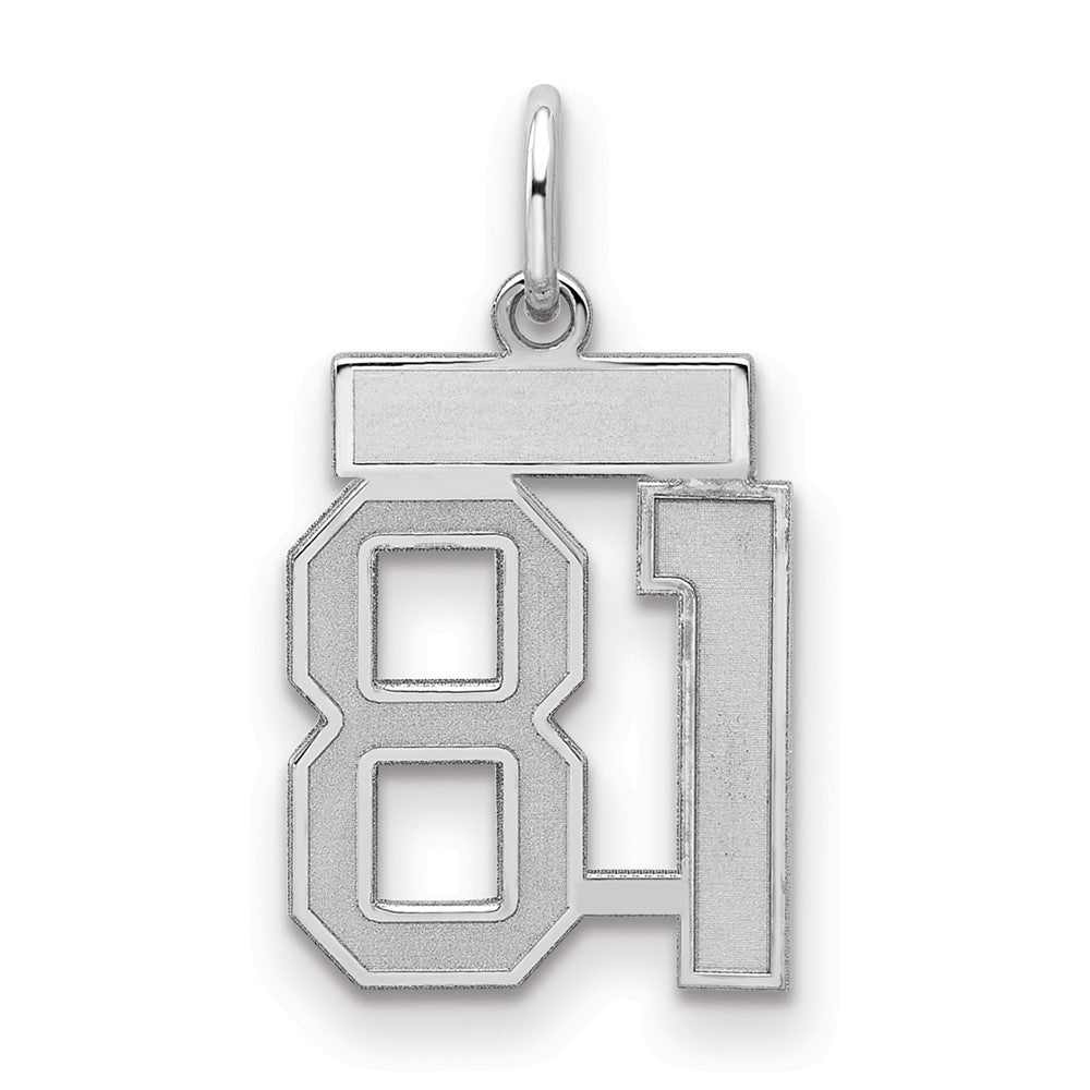 Sterling Silver/Rhodium-plated Satin Number 81 Charm