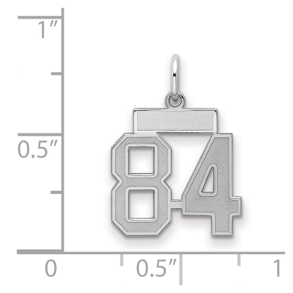 Sterling Silver/Rhodium-plated Satin Number 84 Charm