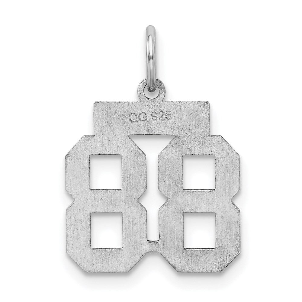 Sterling Silver/Rhodium-plated Satin Number 88 Charm