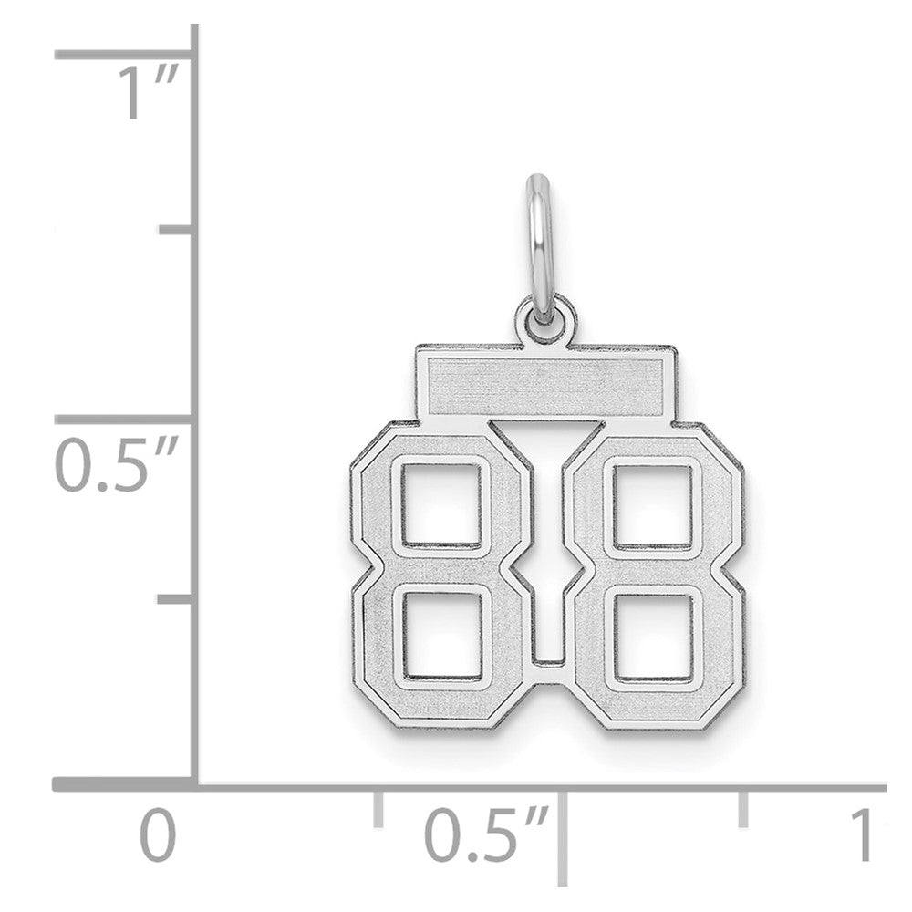 Sterling Silver/Rhodium-plated Satin Number 88 Charm