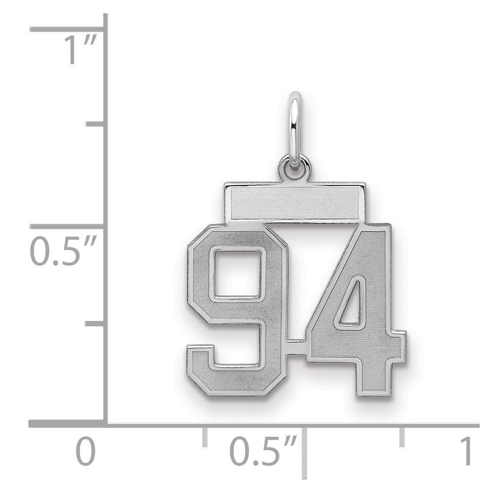 Sterling Silver/Rhodium-plated Satin Number 94 Charm