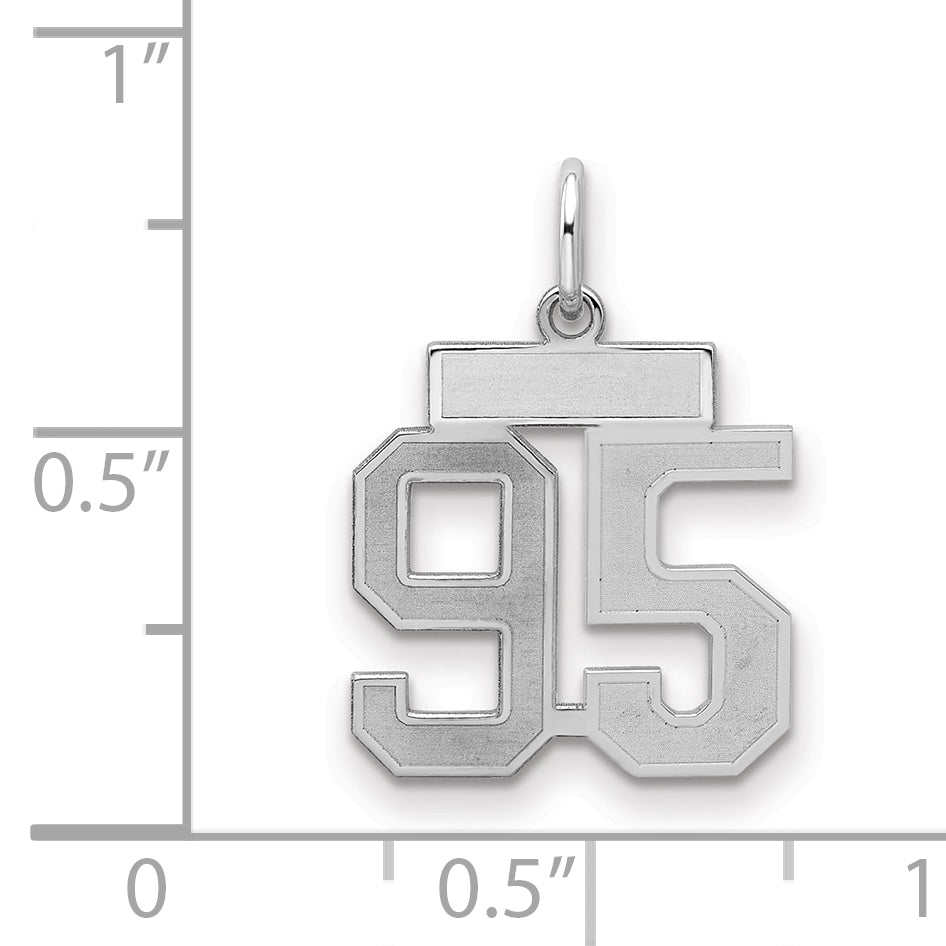 Sterling Silver/Rhodium-plated Satin Number 95 Charm