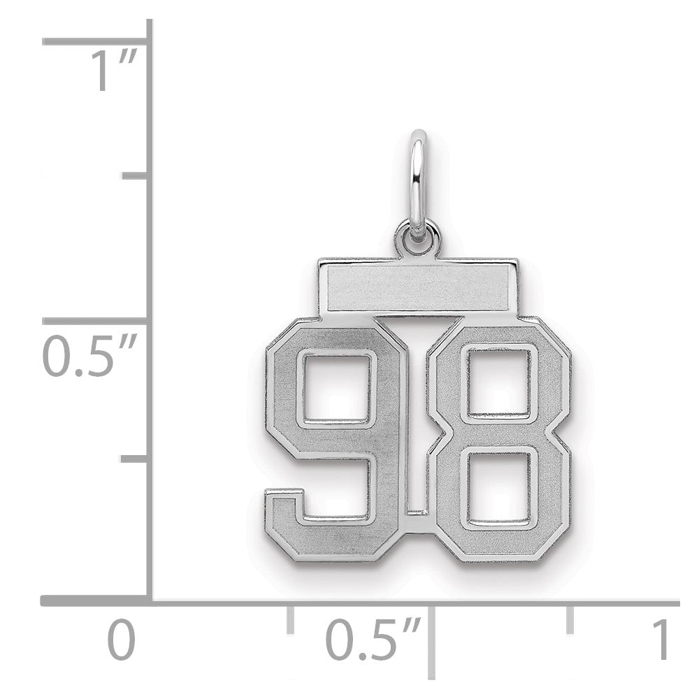 Sterling Silver/Rhodium-plated Satin Number 98 Charm