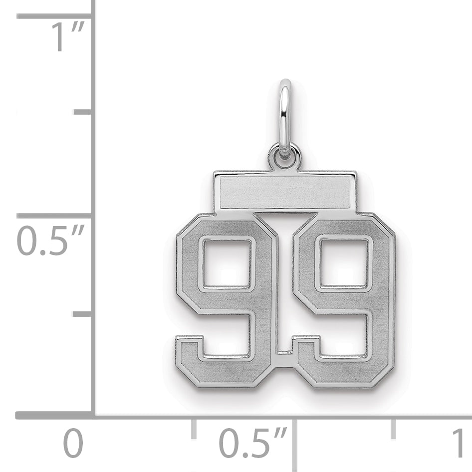 Sterling Silver/Rhodium-plated Satin Number 99 Charm