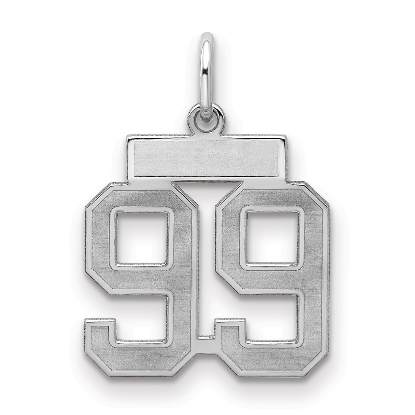 Sterling Silver/Rhodium-plated Satin Number 99 Charm