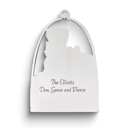 Sterling Silver Rhodium-plated Christmas Train Ornament with Personalization