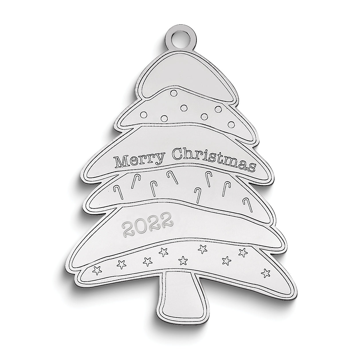 Sterling Silver Rhodium-plated Christmas Tree Ornament with Personalization
