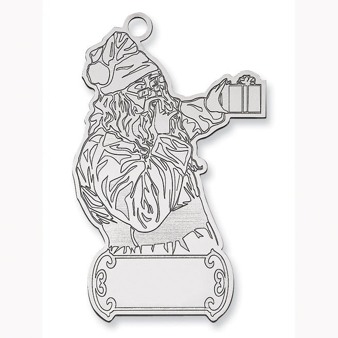 Sterling Silver Rhodium-plated Blank Christmas Santa Ornament