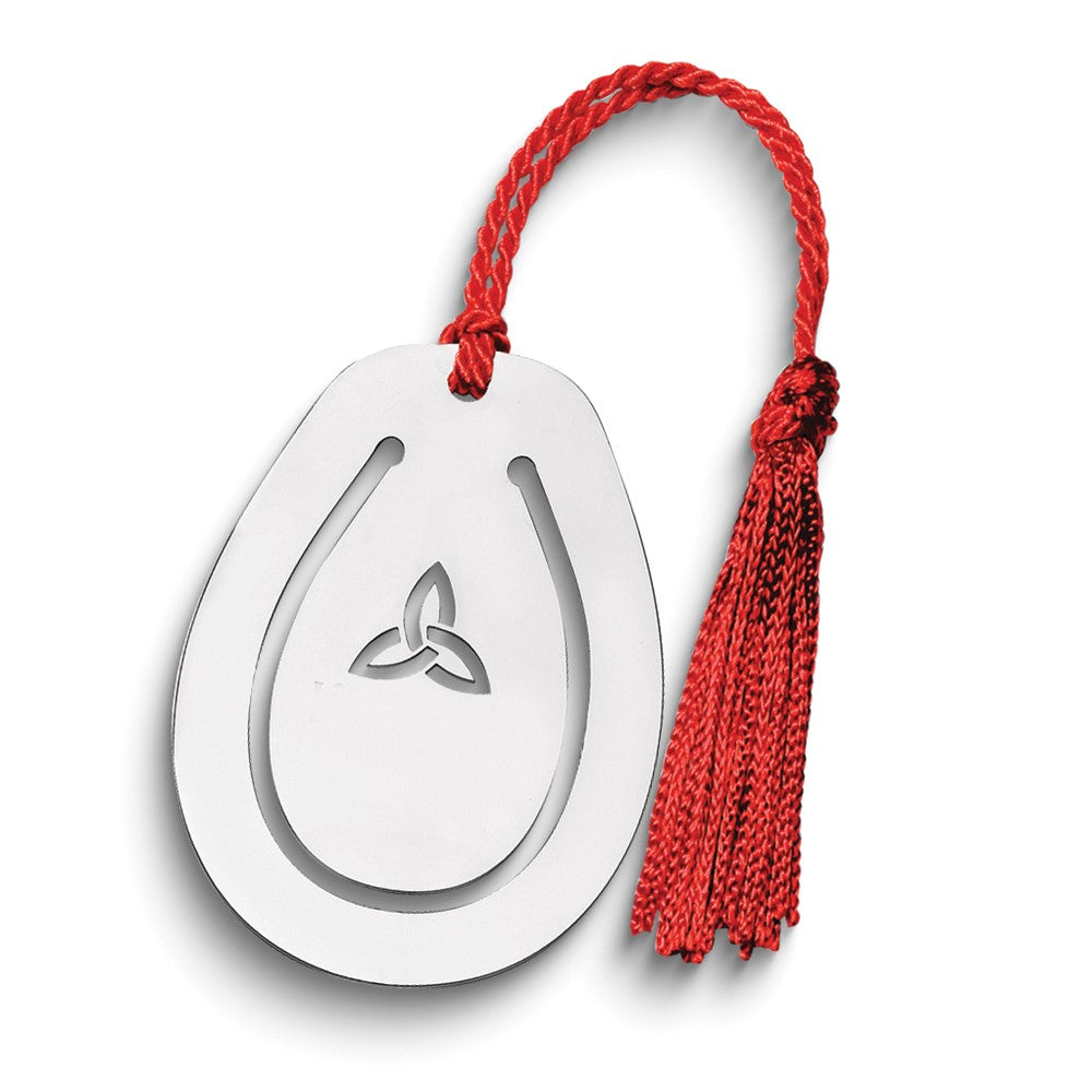 Sterling Silver Rhodium-plated Trinity Knot Blank Version Book Mark with Tassel