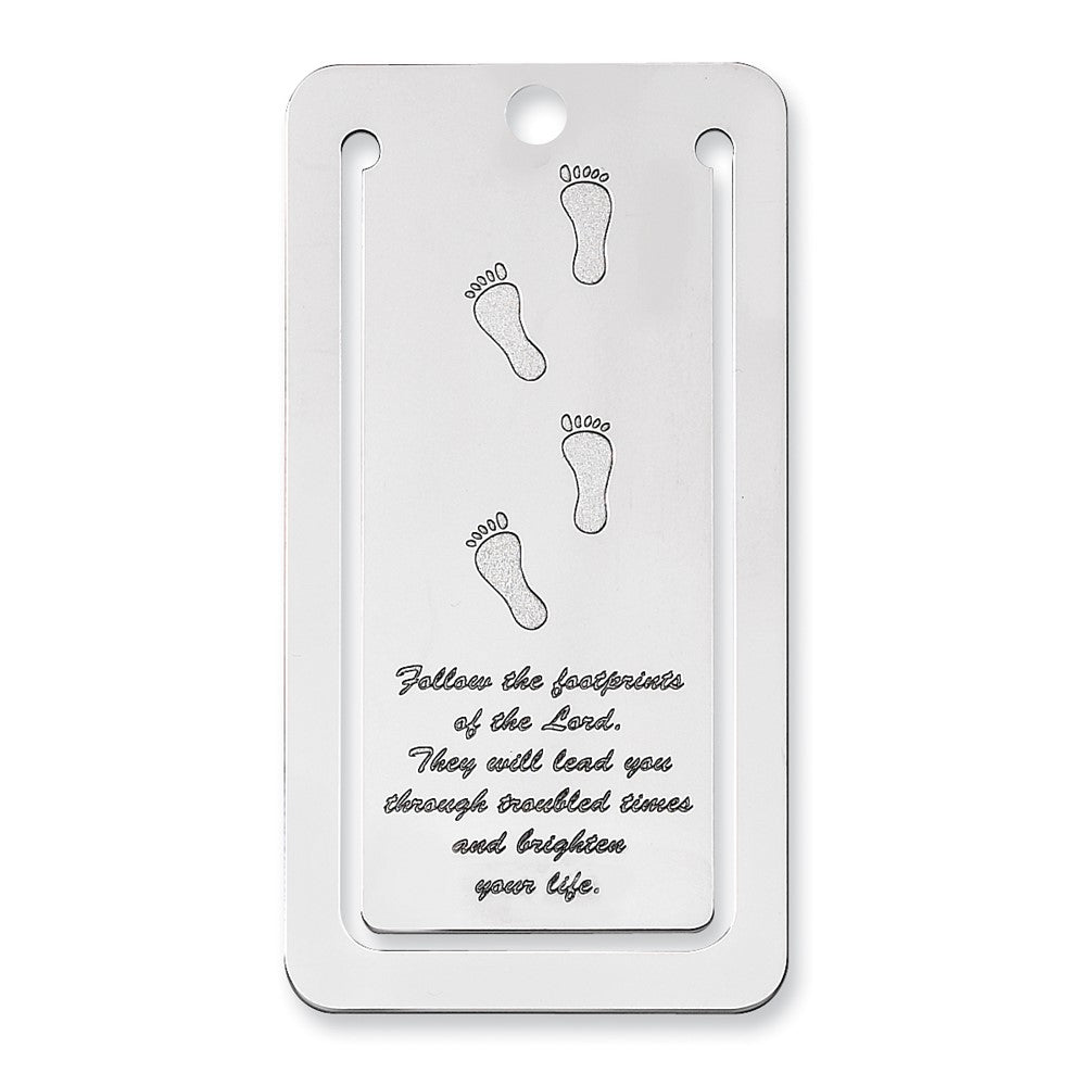 Sterling Silver Rhodium-plated Footprints Poem Book Mark with Tassel