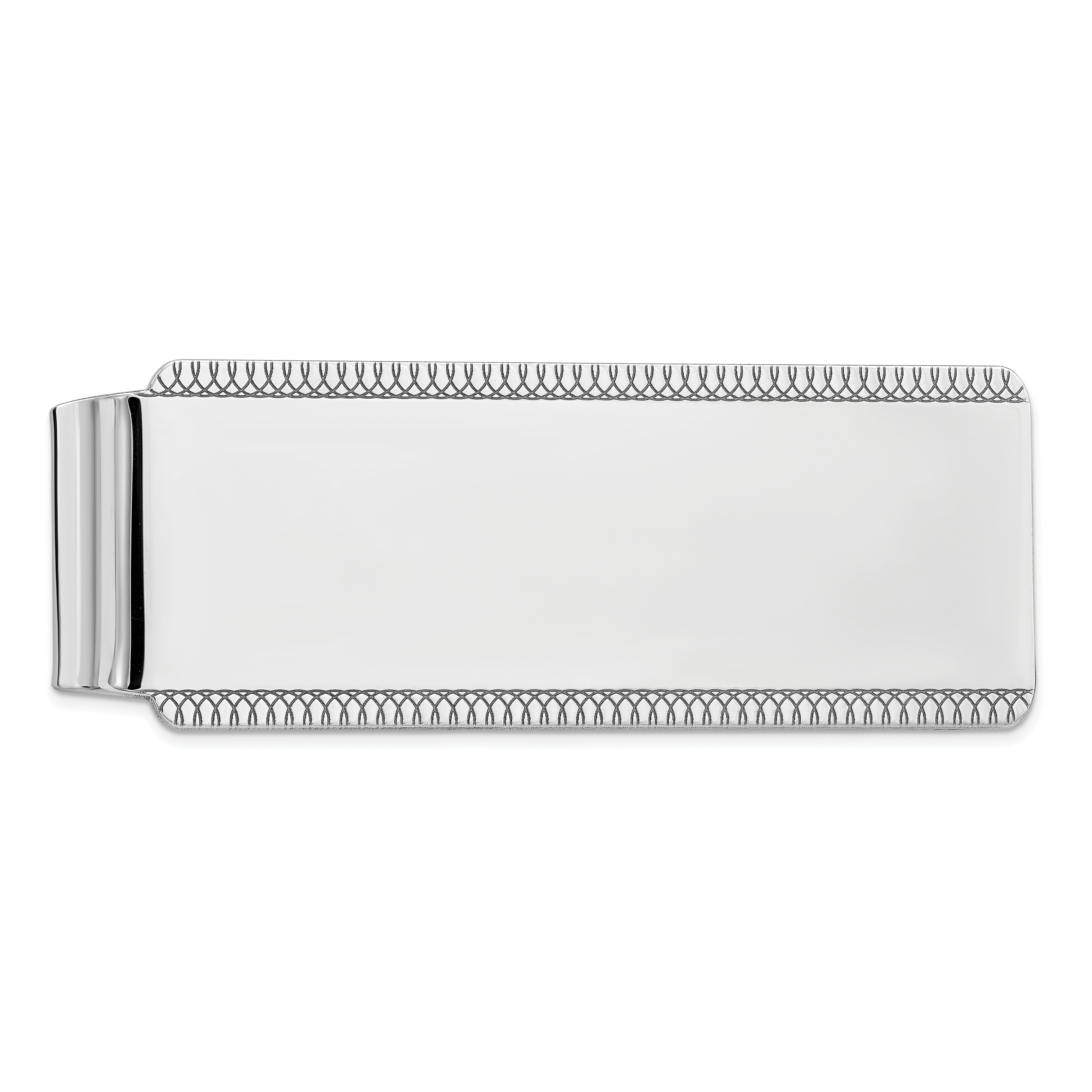 Sterling Silver Rhodium-plated Satin Front Satin Back Money Clip